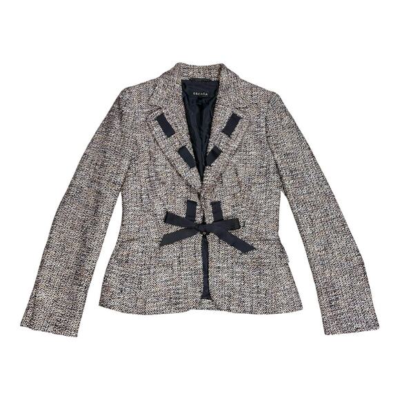 Escada Jackets & Blazers - Escada Tweed Blazer Black Ribbon Trim Size 34 EU 2 US